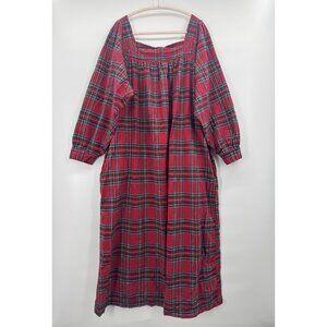 Vermont Country Women 1X Flannel Nightgown Red Tartan Plaid Cozy Christmas Cabin